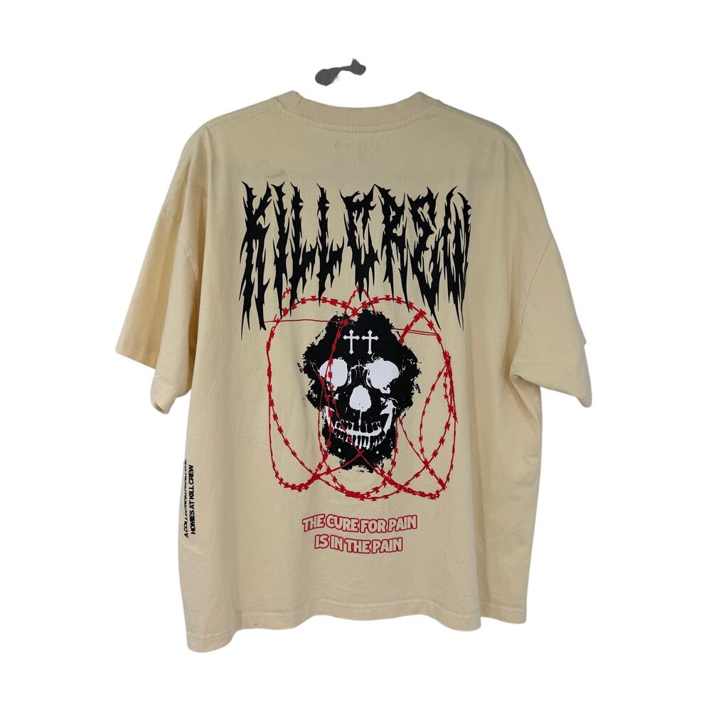 Kill Crew Relaxed Fit BARBarian T-Shirt M Porrada Series Cream Scull Graphic